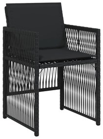 Conjunto de Jantar de 5 Peças vidaXL com Almofadas em Polyrattan Preto
