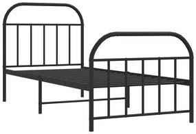 Estrutura de cama com cabeceira e pés 90x200 cm metal preto