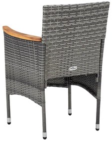 11 pcs conjunto de jantar para jardim vime PE cinzento