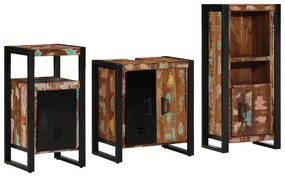 vidaXL Conjunto de Móveis para Banheiro com prateleira com armazenamento com porta 3 pcs