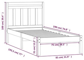 Estrutura cama pequena solteiro 75x190 cm madeira maciça branco