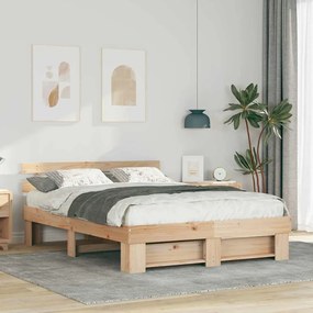 Estrutura da Cama com cabeceira Castanho 140 x 200 cm