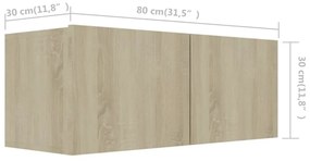 6 pcs conjunto móveis de TV derivados madeira carvalho sonoma