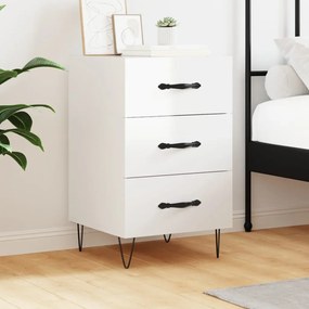 vidaXL Mesa de cabeceira 40x40x66cm derivados madeira branco brilhante