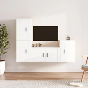 vidaXL Conjunto móveis de TV 4 pcs madeira processada branco