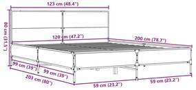 Estrutura de cama 120x200 cm derivados madeira/metal