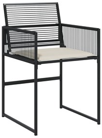 7 pcs conjunto de jantar p/ jardim c/ almofadões vime PE preto