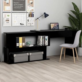 vidaXL Secretária de canto 200x50x76 cm derivados de madeira preto