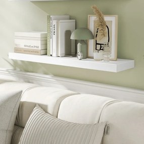 Prateleira de parede suspensa para molduras 20 x 80 x 3,8 cm, branca