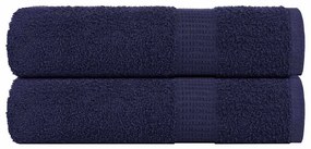 vidaXL Toalhas mãos 2 pcs 50x100 cm 360 gsm 100% algodão azul marinho