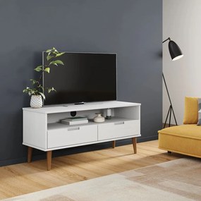 Móvel de TV 106x40x49 cm madeira de pinho maciça branco