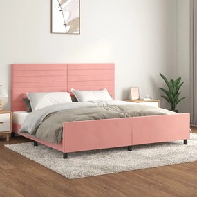 Estrutura de cama c/ cabeceira 200x200 cm veludo rosa