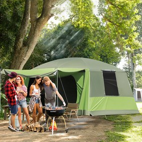 Tenda de Campismo Familiar para 4-8 Pessoas Tenda de Campismo Portátil Impermeável com Bolsa de Transporte Rede Mosquiteira e Proteção Solar 410x-310x