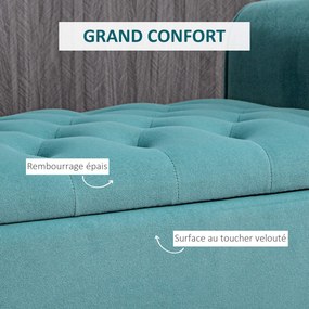 Banco de arrumação para colocar ao pé da cama com braços, tecido de veludo estofado e capitonado, 126 x 48,5 x 57 cm, verde