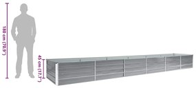 Canteiro elevado de jardim aço galvanizado 480x80x45cm cinzento
