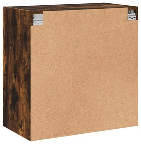 Armário de parede c/ portas vidro 68x37x68,5 cm carvalho fumado