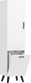 HOMCOM Armário Alto Casa de Banho Coluna Casa de Banho Estreito com 2 Portas e Prateleiras Móvel 35x31,5x144 cm Branco | Aosom Portugal