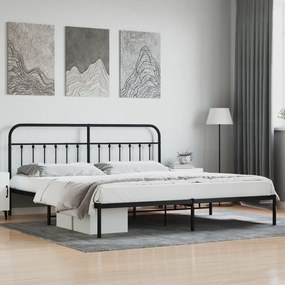 Estrutura de cama com cabeceira 200x200 cm metal preto