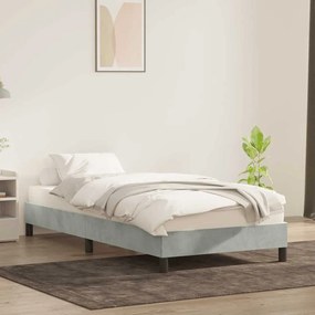 Estrutura de cama sem colchão 80x210 cm veludo cinzento-claro