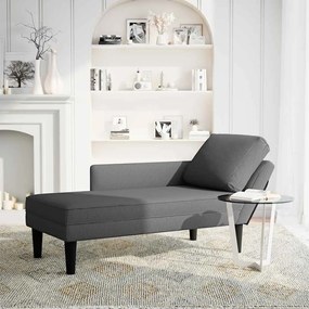 Chaise lounge com almofada tecido corduroy cinzento escuro