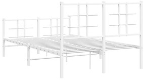 Estrutura de cama com cabeceira e pés 120x200 cm metal branco