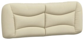 Estrutura de cama c/ cabeceira tecido cor creme 140x190 cm