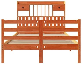 Cama c/ estante sem colchão 120x200cm pinho maciço castanho-mel