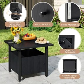 Mesa auxiliar Jardim 55,5 x 55,5 x 48 cm com orifício para guarda-sol com 2 sacos para areia e almofadas ajustáveis para pés para pátio ou terraço Pre