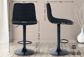 Banco de bar Lex em tecido e com estrutura preta 45 x 89-110 x 46 cm Preto