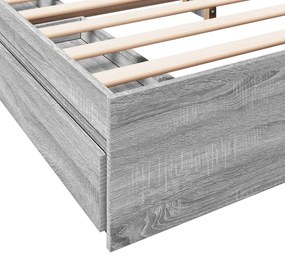 Estrutura de cama c/ gavetas derivados madeira cinza sonoma