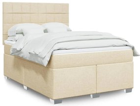 vidaXL Cama com molas/colchão 160x200 cm tecido cor creme