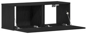 Armários de parede para TV (Conjunto de 2) - Carvalho Preto, 80x30x30