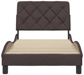 Estrutura de cama sem colchão 90x200 cm tecido castanho-escuro