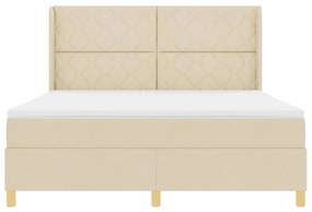 Cama com Estrado e Colchão Creme 180x200 cm Tecido