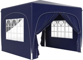 Outsunny Tenda Dobrável 3x3 m Tenda de Jardim para Festas e Eventos com Painéis Laterais UPF50+ Altura Ajustável e Bolsa de Transporte Azul Escuro | AOSOM Portugal
