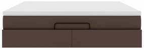 Estrutura de cama otomana com colchão 180x200 cm castanha