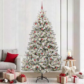 vidaXL Árvore de Natal Artificial Verde e Branco 240 cm PVC e Metal
