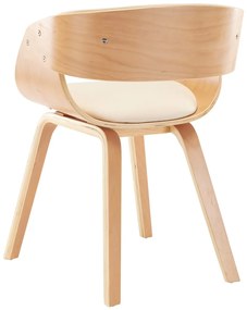 Cadeiras jantar 2 pcs madeira curvada e couro artificial creme