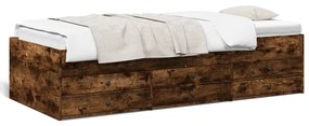 vidaXL Sofá-cama com gavetas sem colchão 90x190 cm carvalho fumado