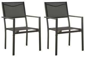vidaXL Cadeiras de jardim 2 pcs textilene e aço preto/antracite