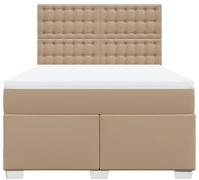 Cama com molas/colchão 140x200 cm couro artificial cappuccino