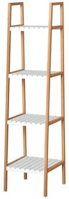 kleankin Prateleiras de banheiro com 5 níveis Estrutura de bambu e prateleiras de pinho 35x36x138.5cm Bambu branco e natural
