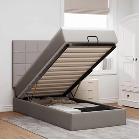 Cama otomana com colchão 100x200 cm tecido cinza