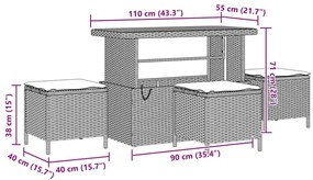 Conjunto de Sofás de Jardim com 14 peças e almofadas bege em rattan si