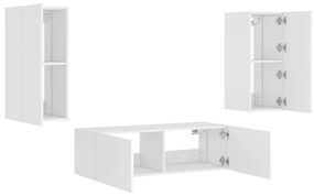 3 pcs móveis de parede para TV com luzes LED branco