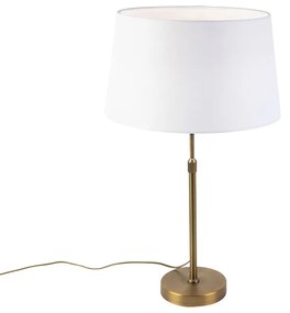 Candeeiro de mesa em bronze com abajur de linho branco 35 cm - Parte Clássico / Antigo