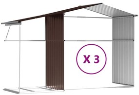 Abrigo de jardim 277x365,5x179 cm aço galvanizado castanho