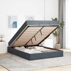 Estrutura da Cama Cinzento escuro 140 x 200 cm Veludo