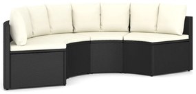 4 pcs conjunto sofás de jardim c/ almofadões vime PE preto