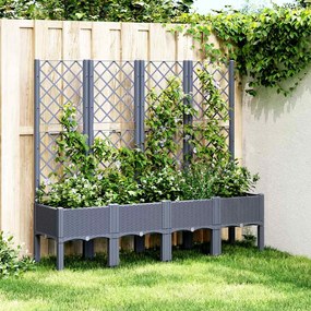 Vaso/floreira de jardim c/ treliça 160x40x142 cm PP cinzento azul